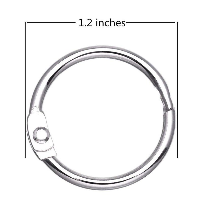 Antner 1.2 Inch Loose Leaf Binder Rings, 50 Pack Nickel Plated Small Metal Office Book Rings Keychain Keyrings for Paper, Index Cards, Flashcards, Scrapbooks, Home and Office Documents Organization - Image 2